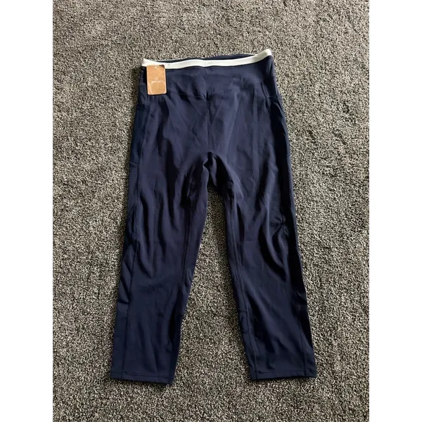 Berlook Capri Leggings Womens Size L Navy Blue High Rise Mesh Panels - Image 2