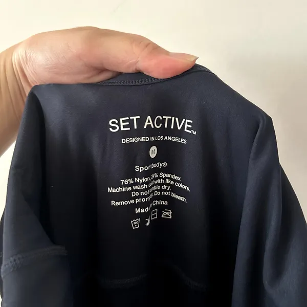 SET ACTIVE Sportbody Sporty Flare Oxford Navy Jumpsuit Size M - Image 5