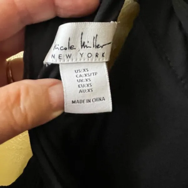 Nicole Miller New Your size XS halter necklace. Black chiffon. - Image 6