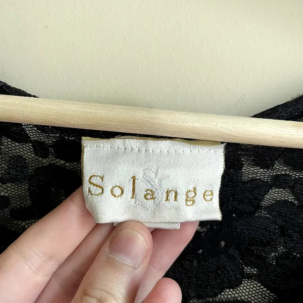 Solange sheer lace long sleeved pullover black shirt women's 26/28‎ nylon grunge - Image 3
