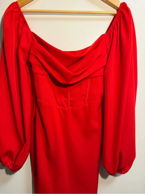 Princess Polly Red Corset Cowl Neck Puff Sleeve Mini Dress US 2 XS - Image 7