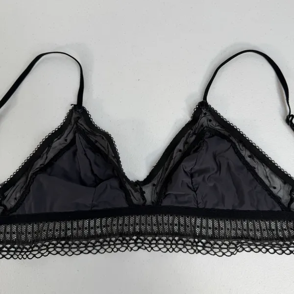 Victoria's Secret‎ S Small Bralette Bra Black Lace Adjustable Unlined Sheer Mesh - Image 7