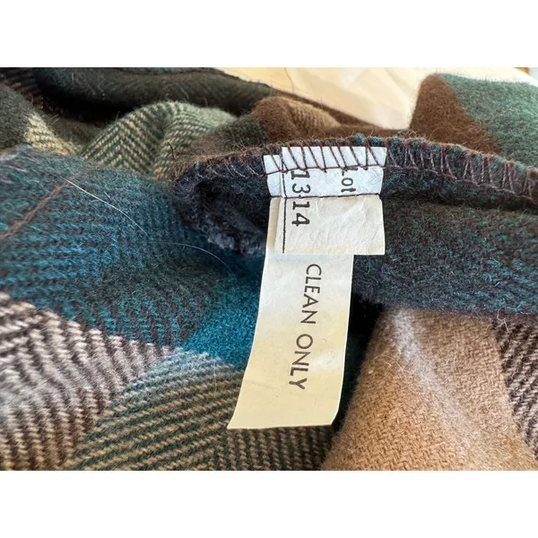 Vintage ‘80s Shelly’s Tall American Beauty Brown & Teal Wool A-Line Midi Skirt - Image 9