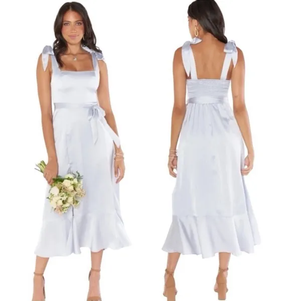 NWT Show Me‎ Your Mumu Satin Claire Midi Dress Silver Luxe $188 - Image 3