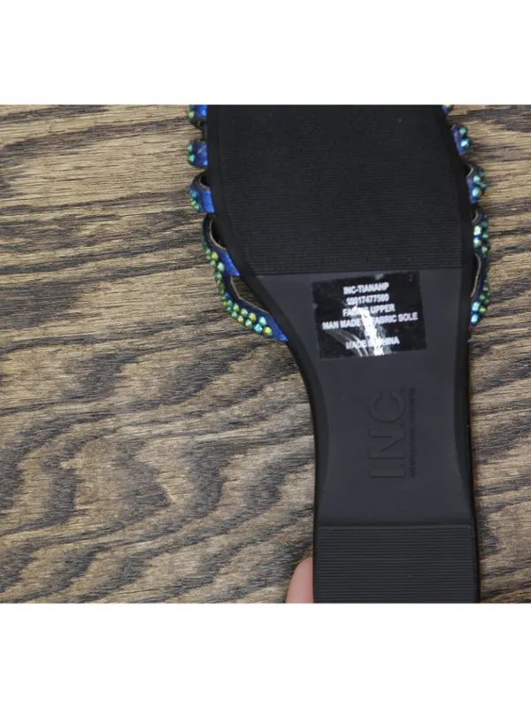 NWT INC International Concepts Tianah Embellished Flat Sandals Blue Bling 5M - Image 8