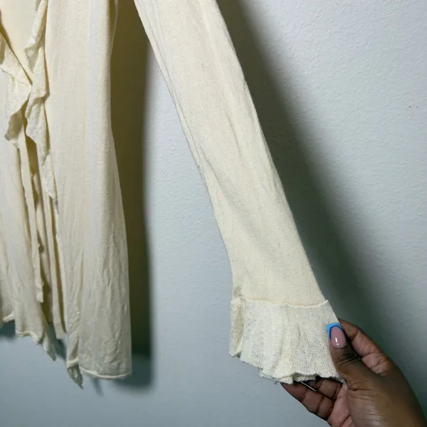 Moth Women Cashmere Angora Cotton Cardigan Top Medium Cream‎ Coquette Fairy - Image 6
