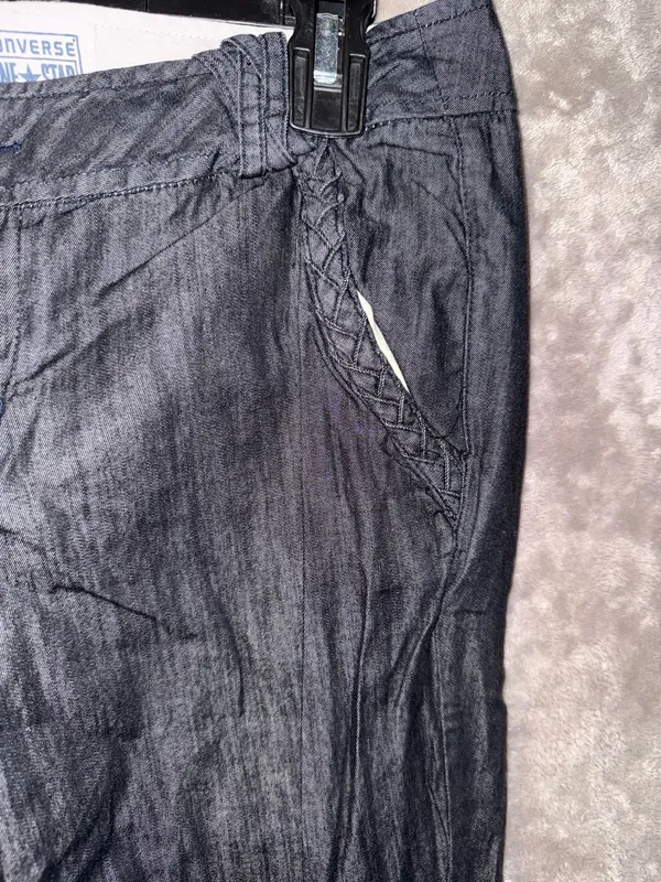 Converse One Star Women's Dark Wash Braided Detail Pants Size 6 - Image 5