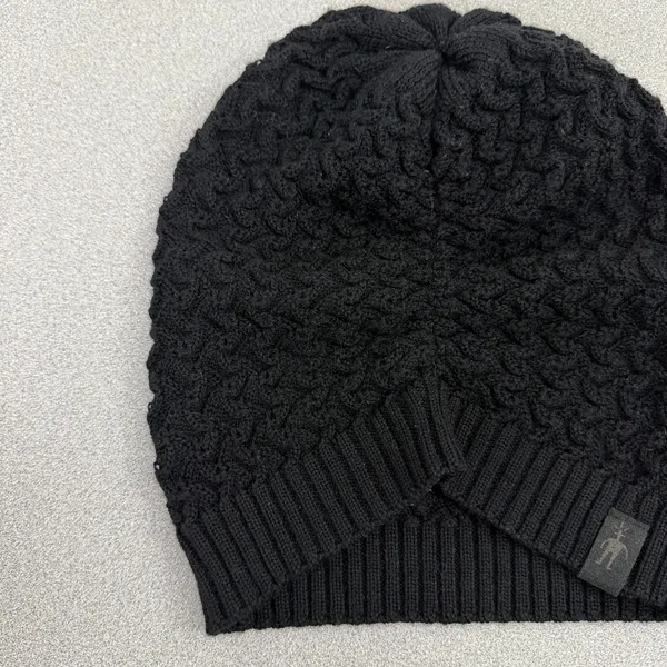 Smartwool Beanie Womens OS Black Merino Wool Cable Knit Winter Hat - Image 3