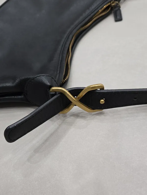 Zara 90's Vintage- Look Black Real Leather Shoulder Bag - Image 3