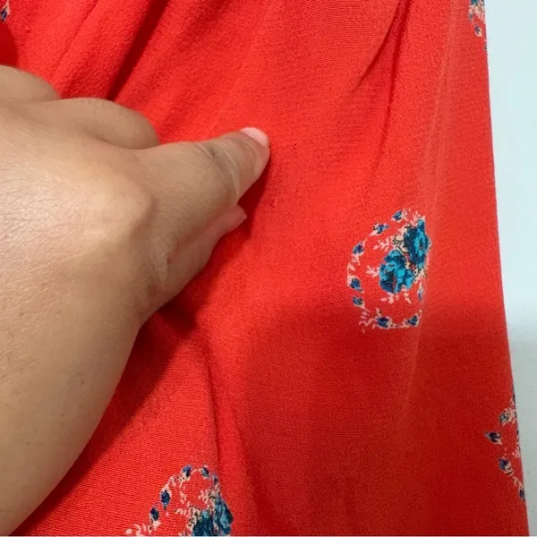 Free People Mockingbird Floral Mini Dress Coral Red Open Back Boho Size 4 - Image 5