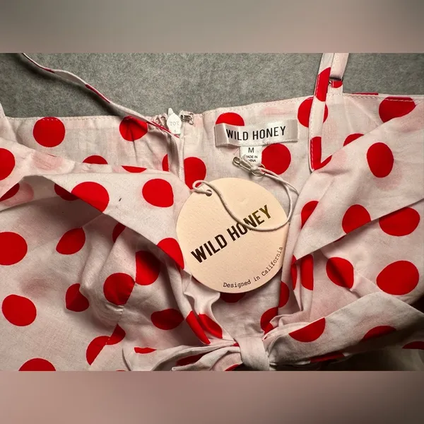 NWT Wild Honey polka dot cutout mini dress white and red size M - Image 4