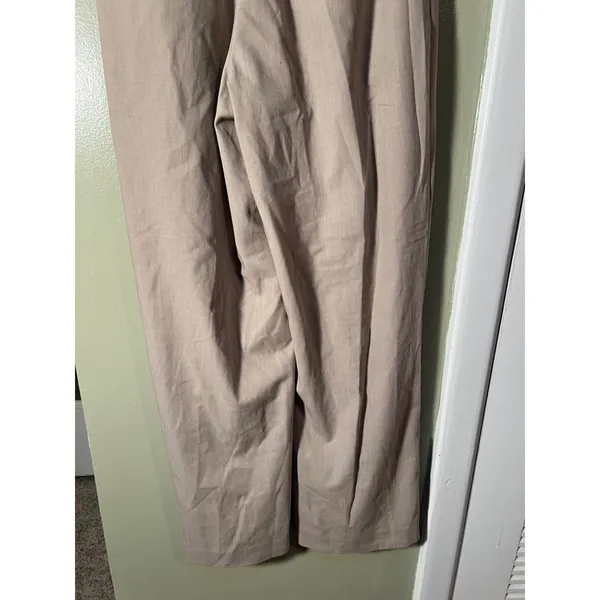 Uniqlo Women's Size XS 24-25 Pleated Wide Leg Straight Leg Trousers Khaki Beige - Image 8
