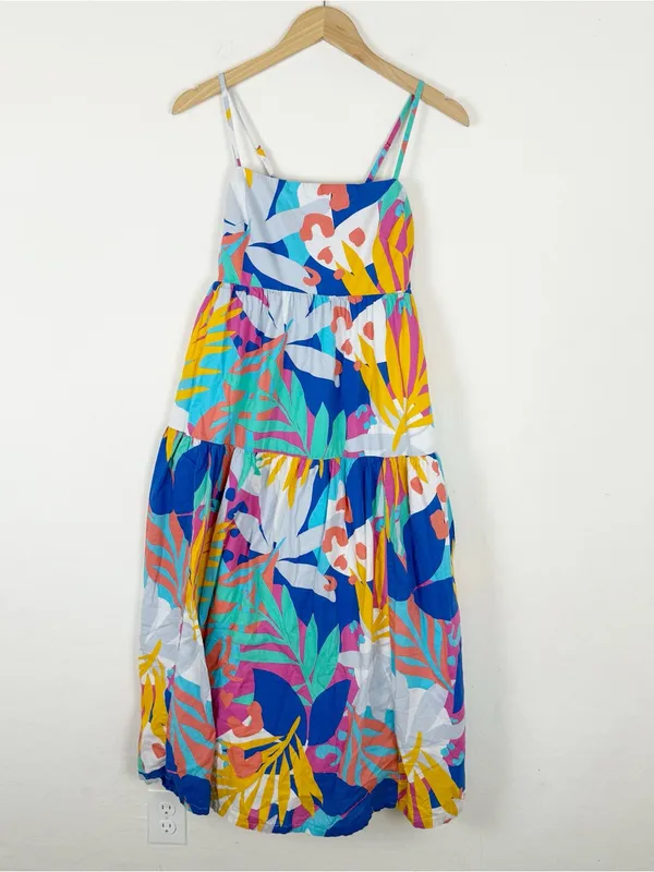 J. CREW tie back tropical maxi dress tiered hem - Image 4