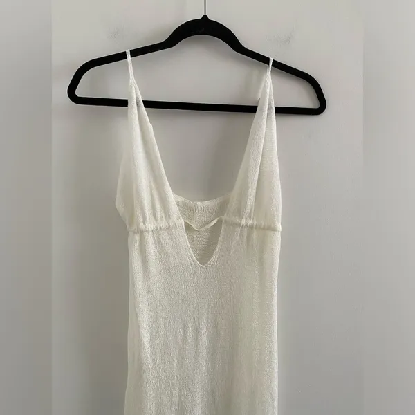 White Knit Halter Maxi Dress Size Medium New With Tag - Image 2