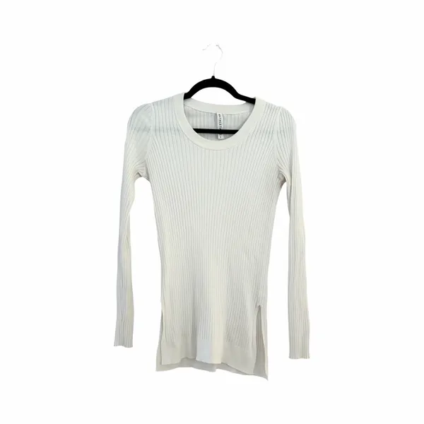 ATHLETA Lincoln Park Ribbed Crew Neck Long White Pullover Sweater Sz S - Image 3