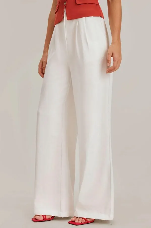 Rihoas White Ruched Straight Pants Size XS - Image 3