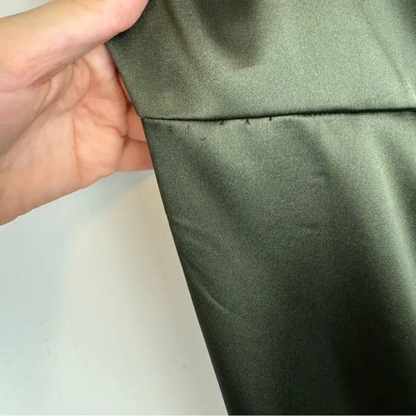 NWT Zara Green Satin Effect Midi Wrap Dress Sz Large Beaded Straps - Image 14