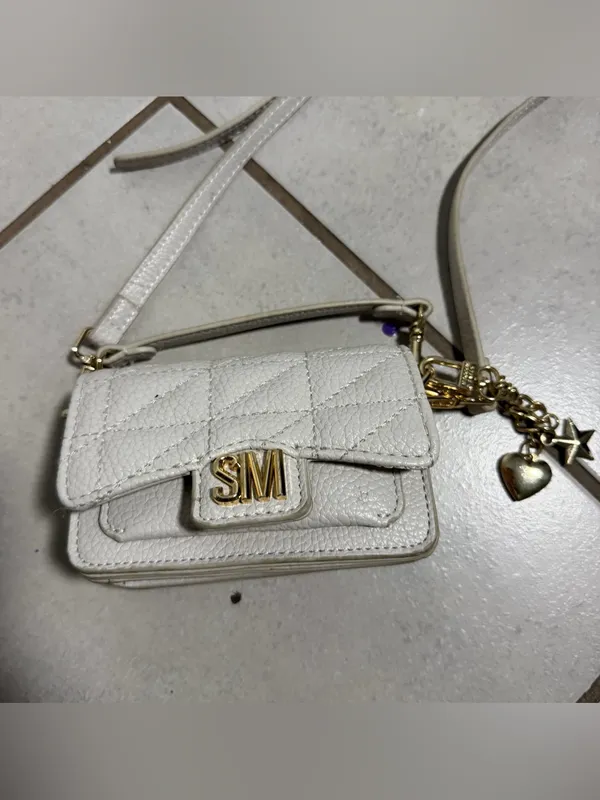 Steve‎ Madden Women Beige/White Quilted Mini Micro Crossbody Bag Charms. - Image 2
