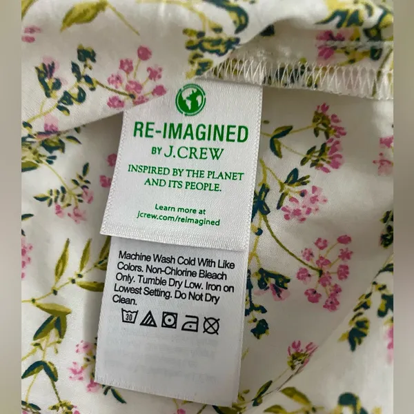 J.Crew Tie-Sleeve Button-Front Cotton Poplin Blouse Meadow Floral Cottagecore M - Image 12