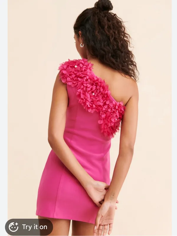 Elliatt Uma Hot Pink One Shoulder Mini Dress Medium - Image 5