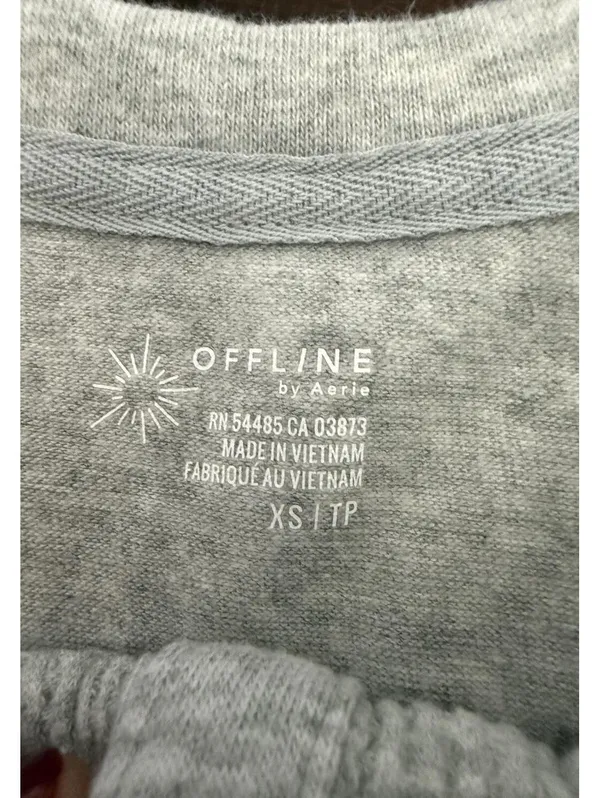 OFFLINE by Aerie Gray Ribbed Henley Long Sleeve Top XS Petite - Image 4