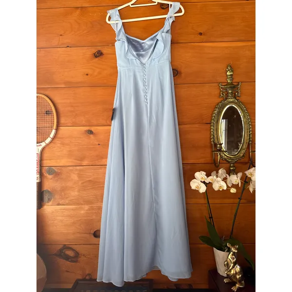 NWT Lulus Dreamy Admiration Light Blue Ruffled Maxi Dress Bridesmaid Formal XS - Image 5
