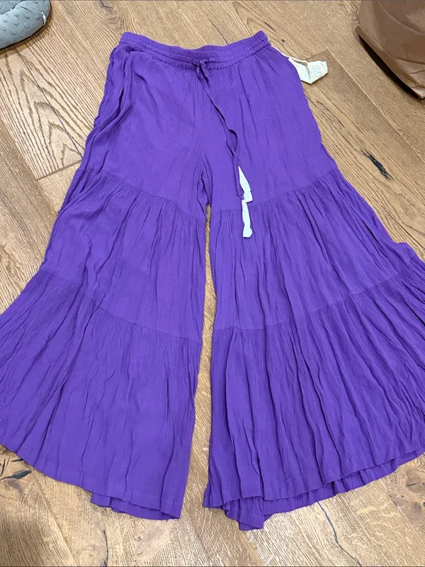 Aratta Wide-Leg Tiered‎ Pants in Vibrant Purple medium nwt - Image 2