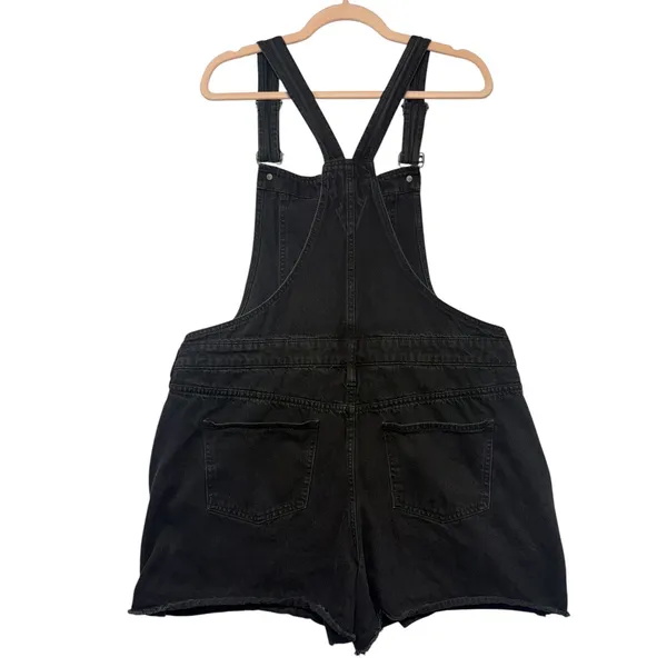 Madewell Denim Short Overalls Black‎ Wash Raw Hem XL Women's Shortalls - Image 6