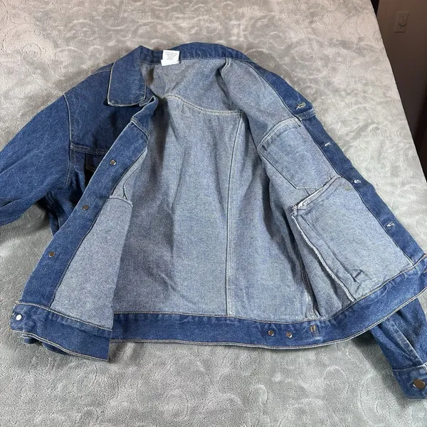VTG Nutmeg Mills Denim Jacket Womens Large Trucker Heavyweight Retro 90s Y2K USA - Image 9