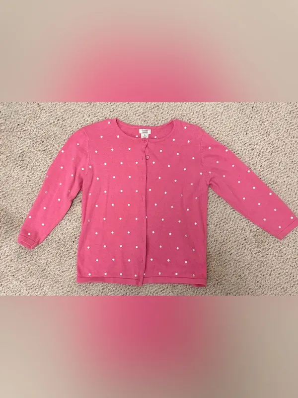 Vintage 90s Baxter & Wells Pink Polka Dot Cotton Cardigan Sweater Small Y2K‎ - Image 10