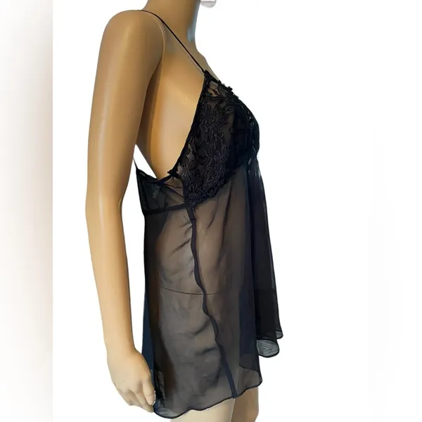 Seductive Wear Cinema Etoile Vintage Black Sheer Whimsygoth Lingerie Slip Top - Image 5