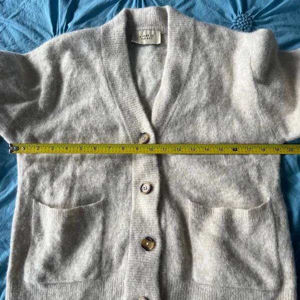 A Part of the Art Cream Button Front Wool Alpaca Blend Cardigan Neutral Layer S - Image 6