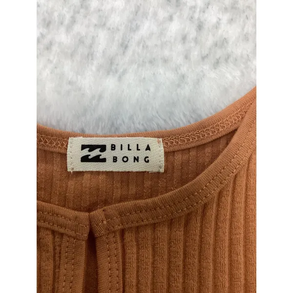 Billabong Womens Ribbed Tank Top Terracotta Orange Lettuce Hem Size M NWOT - Image 2