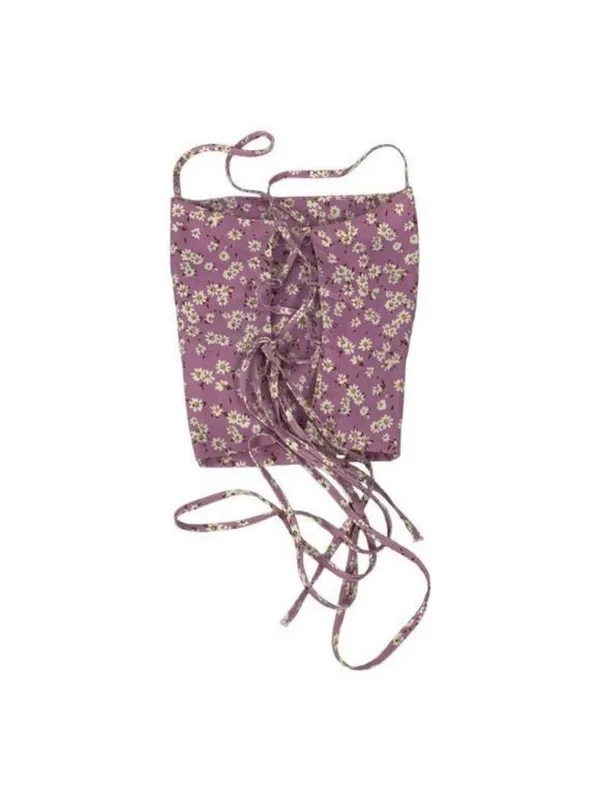 Zara Purple Daisy Lace-Up Camisole Womens S Floral Print Spaghetti Straps Top - Image 3