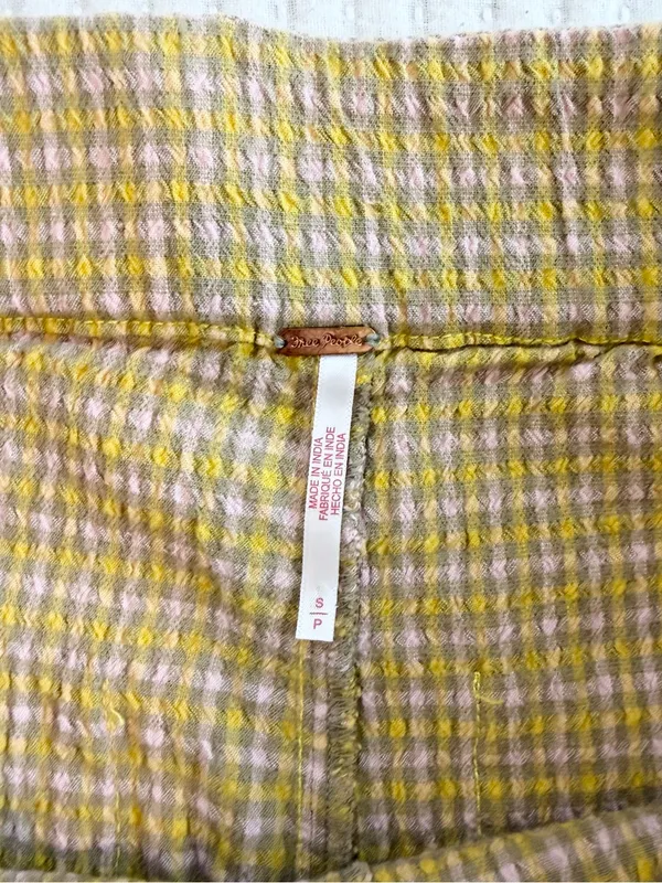 Free People In My Feelings Slim Crop Gingham Plaid Pants in Yellow - Image 8