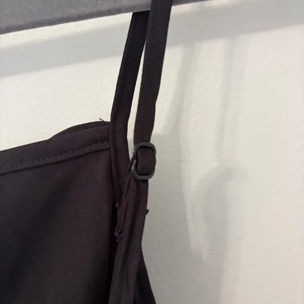 Fashion Black Cowl Neck Maxi Dress Satin Finish Side Slit Spaghetti Strap New‎ M - Image 12