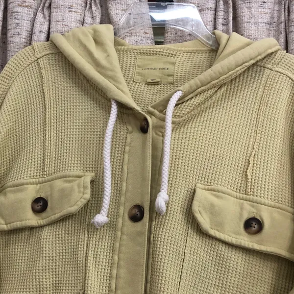 American Eagle Waffle Knit Hooded Shacket  - Image 2