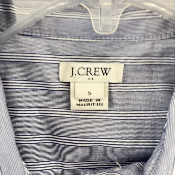 J Crew Womens‎ Blue Popover Top Striped Short Sleeve Collared Button Shirt Small - Image 5