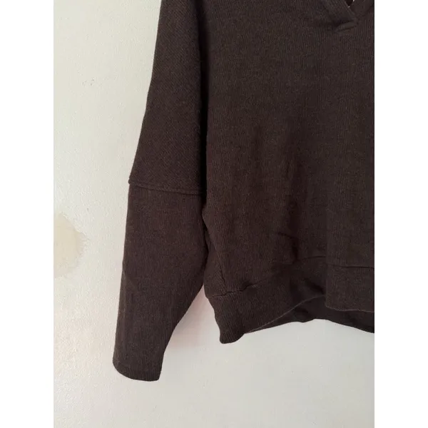 NWT OGL Cozy Collared Batwing V Neck Pullover Brown Sweater Women’s Medium - Image 3