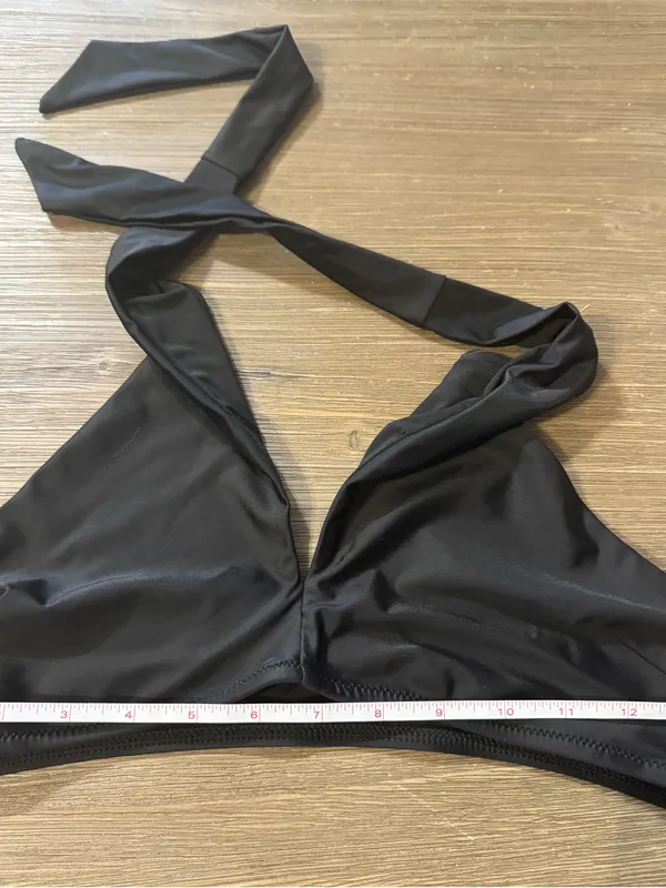 aerie Black V-Neck Halter Bikini Small Top Medium Bottom - Image 4