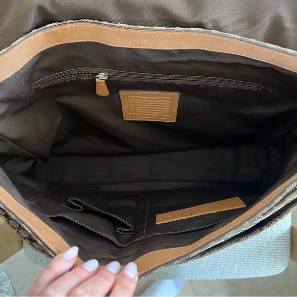 Vintage Coach Voyager Logo Canvas and Leather Messenger Bag in Brown - Image 11