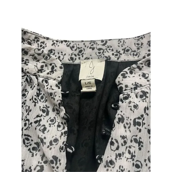Joie blouse black and white multi print floral sz Large - Image 3