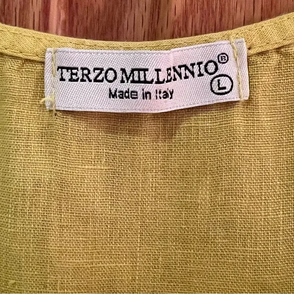 Terzo Millennio Lagenlook Linen High-Low Hem Tunic Oversized Top Yellow Sz Large - Image 10
