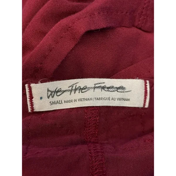 We The Free Shirt Womens Small Red Scoop Neck Short Sleeve Relaxed Asym Hem Top - Image 6