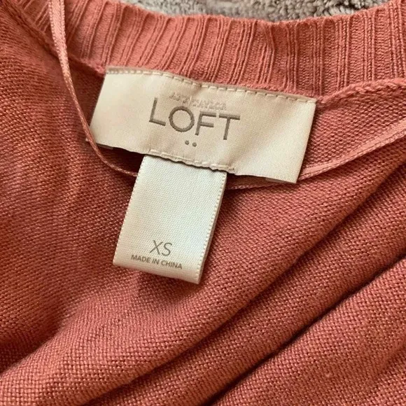 LOFT Cardigan Sweater Womens‎ XS Pink Open Front Knit Lightweight Casual Cropped - Image 3