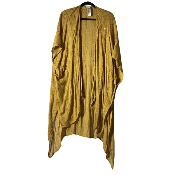 Free People Bohemian Sequin Day Dream Kimono Layering Gold Open‎ Front Wrap OS - Image 2