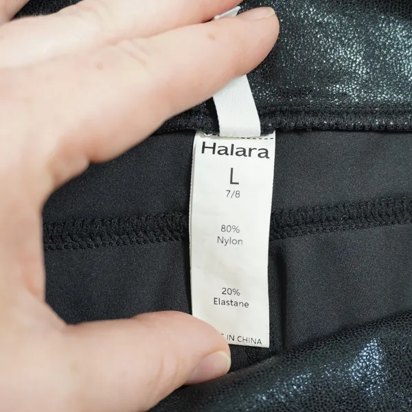 Halara Size Large Metallic Black High Waisted 7/8 Leggings Liquid Look Pants‎ - Image 7