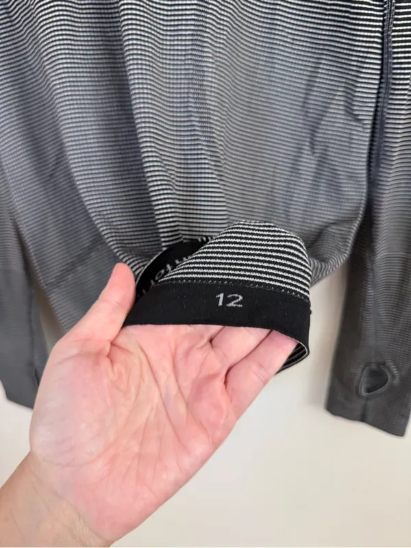 Lululemon Swiftly Tech Long Sleeve Crew Tempo Stripe Black White - Image 3
