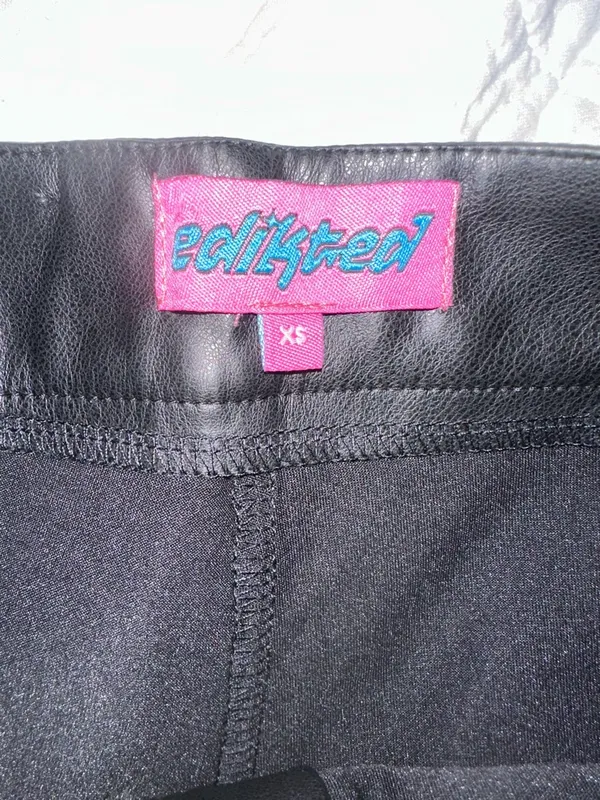 Edikted Black Faux Leather Skort Shorts - Image 2