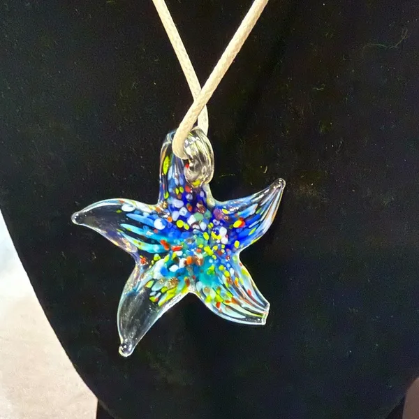 Hand Blown Glass Starfish Pendant Necklace - Image 3